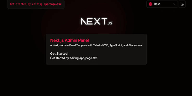 NextJs + TypeScript + ShadeCn Admin Panel Template